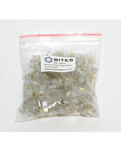 US010A (100шт). Телефонный разъем 4P4C (RJ-11). 5bites в Омске