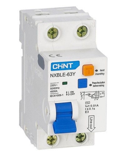 NXBLE-63Y (R) 1п+N C 6А 30мА электронный тип AC 4.5кА CHINT (105540). Автоматический выключатель дифференциального тока. CHINT в Омске