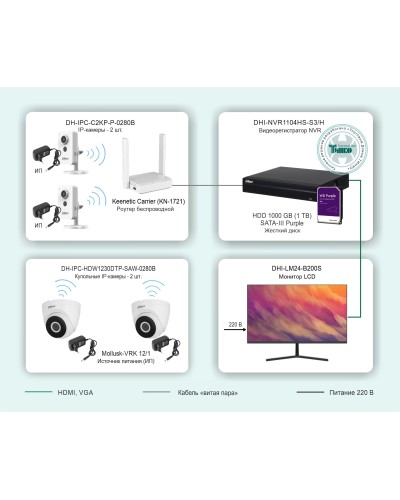 ТСН-029. Беспроводная система видеонаблюдения на основе IP-камер Dahua с использованием Wi-Fi технологии. Dahua в Омске