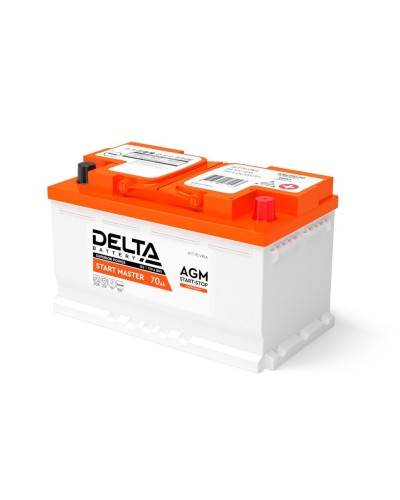 Delta START MASTER AGM 1270 (70 Ah). Аккумулятор автомобильный герметичный свинцово-кислотный. Delta в Омске