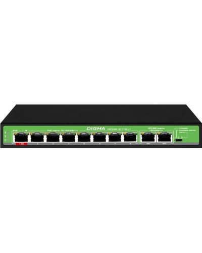 DSP208F-2F-T120 DSP208F-2F-T120 V1 (L2) 10х100Мбит/с 8PoE 8PoE+ 120W. Коммутатор с питанием по PoE. Digma в Омске