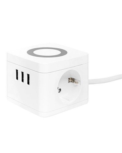 Удлинитель Куб 2 гнезда 3USB 2,4А+зарядное устройство 1,3 метра 1мм2. Удлинитель Куб. EKF в Омске