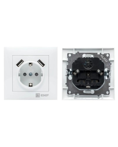 Валенсия розетка 1-местная с/з 16А (EWR16-028-10-2USB). Розетка 1-местная с/з 16А. EKF в Омске