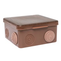 КМР-030-014 с крышкой (100х100х55) тёмное дерево IP54 (plc-kmr-030-014-t). Коробка распределительная. EKF