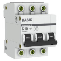 Автоматический выключатель 3P 10А (C) 4,5кА ВА 47-29 Basic (mcb4729-3-10C). Автоматический выключатель. EKF