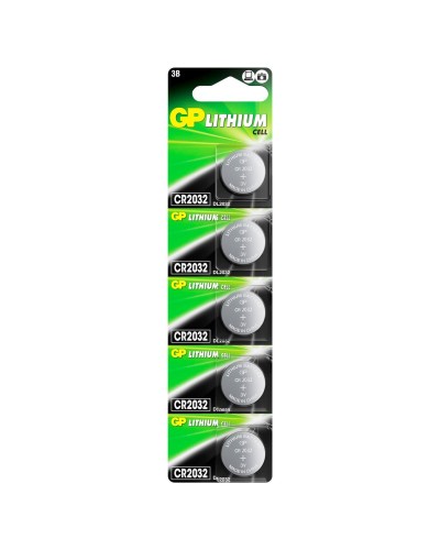 GP Lithium CR2032 (GP CR2032-2C5 100/2000), упак. 5 шт. БЛИСТЕР. Литиевые дисковые батарейки. GP Batteries в Омске