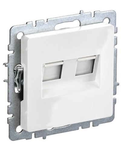Розетка RJ11+RJ45 РК/Т12-БрБ белая BRITE (BR-KT20-O-1-K01). Розетка двойная. IEK в Омске