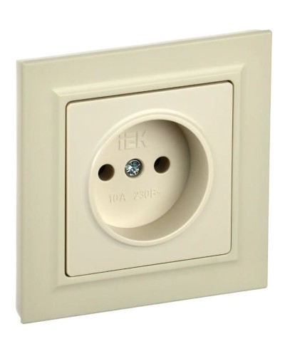 Розетка без з/к РС10-1-0-БрКр бежевый BRITE (BR-R10-10-K10). Розетка без заземления без защитных шторок. IEK в Омске