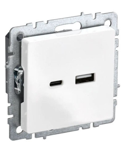 Розетка USB A+C 18Вт РЮ11-1-БрБ белый BRITE (BR-U22-018-K01). Розетка USB. IEK в Омске