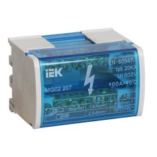 ШНК 2х7 L+PEN (YND10-2-07-100). Шина на DIN-рейку в корпусе (кросс-модуль). IEK