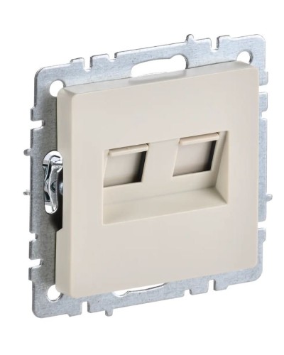 Розетка RJ45 РК10-2-БрКр кат.5E, бежевый BRITE (BR-K20-1-K10). Розетка компьютерная двойная. IEK в Омске