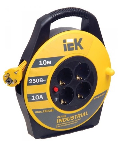 УК10 4 места, 10м (WKP15-16-04-10). Удлинитель на катушке Industrial. IEK в Омске