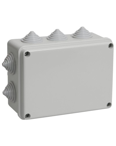 Коробка распаячная КМ41241 150х110х70 открытой проводки IP44 10 гермовводов серая (UKO10-150-110-070-K41-44). Коробка распаячная безгалогенная (HF). IEK в Омске