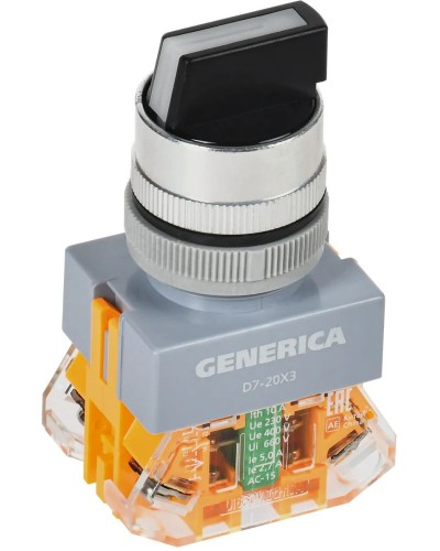 Переключатель D7-20X3 на 3 положения черный GENERICA (BSW50-20X3-3-21-3-K02-G). Переключатель. IEK в Омске