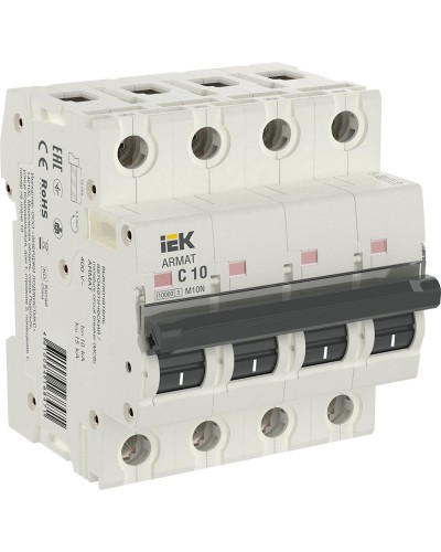M10N 4P C 10А 10кА ARMAT (AR-M10N-4-C010). Автоматический выключатель. IEK в Омске