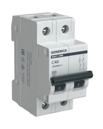 GENERICA ВА47-29М 2P C 40А 4,5кА (MVA21-2-040-C-G). Автоматический выключатель. IEK в Омске