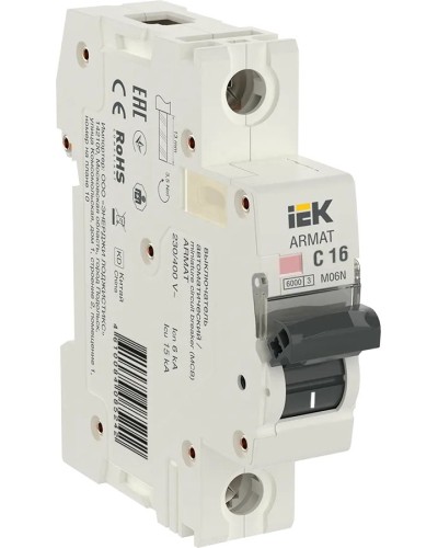 M06N 1P C 16А 6кА ARMAT (AR-M06N-1-C016). Автоматический выключатель. IEK в Омске