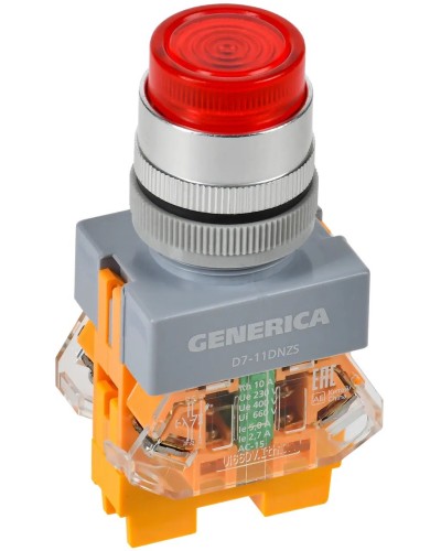 Кнопка D7-11DNZS d=22мм красная GENERICA (BBT50-11DNZS-3-11-K04-G). Кнопка управления с подсветкой и фиксацией. IEK в Омске