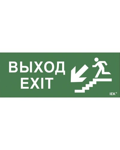 Самоклеящаяся этикетка Выход/лестница вниз/фигура (LPC10-1-24-09-VLVNF). Самоклеящаяся этикетка 240х90 мм. IEK в Омске