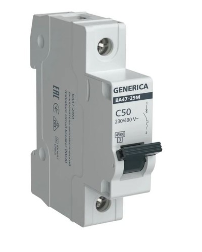 GENERICA ВА47-29М 1P C 50А 4,5кА (MVA21-1-050-C-G). Автоматический выключатель. IEK в Омске