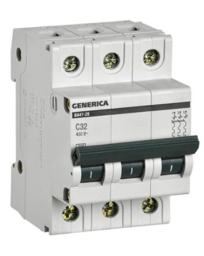 GENERICA ВА47-29 3P C 32А 4,5кА (MVA25-3-032-C). Автоматический выключатель. IEK в Омске