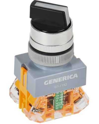 Переключатель D7-11X2 на 2 положения черный GENERICA (BSW50-11X2-3-21-2-K02-G). Переключатель. IEK в Омске