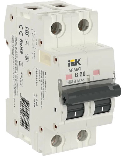 M06N 2P B 20А 6кА ARMAT (AR-M06N-2-B020). Автоматический выключатель. IEK в Омске