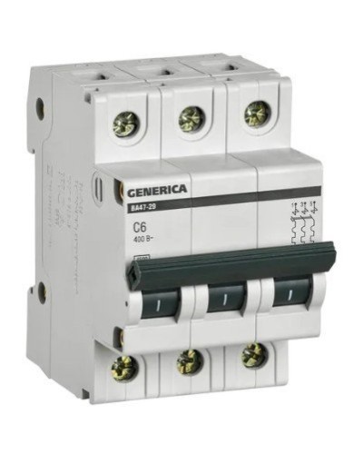 GENERICA ВА47-29 3P C 6А 4,5кА (MVA25-3-006-C). Автоматический выключатель. IEK в Омске