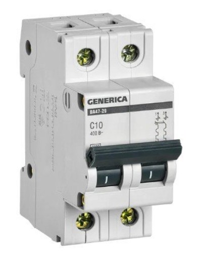 GENERICA ВА47-29 2P C 10А 4,5кА (MVA25-2-010-C). Автоматический выключатель. IEK в Омске