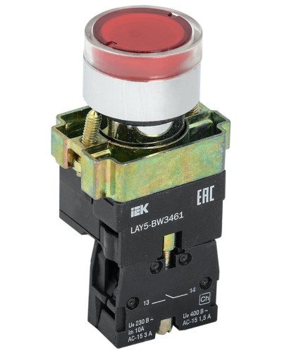 Кнопка LAY5-BW3461 с подсветкой красный 1з (BBT50-BW-K04). Кнопка с подсветкой. IEK в Омске