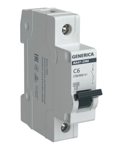 GENERICA ВА47-29М 1P C 6А 4,5кА (MVA21-1-006-C-G). Автоматический выключатель. IEK в Омске