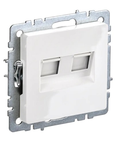 Розетка RJ45 РК10-2-БрБ кат.5E, белая BRITE (BR-K20-1-K01). Розетка компьютерная двойная. IEK в Омске