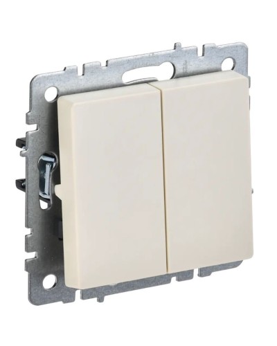 Выключатель 2-клавишный проходной ВС10-2-6-БрКр бежевый BRITE (BR-V22-0-10-K10). Выключатель. IEK в Омске