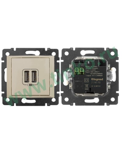 Розетка Valena двойная, USB, слоновая кость (774170). Розетка. LegranD в Омске