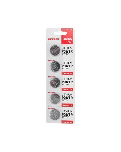 Литиевые батарейки CR2025 3 V 160 mAh (30-1107). Элемент питания. Rexant в Омске