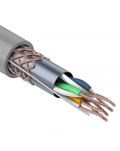 SF/UTP, CAT 5e, PVC, 4PR, 24AWG, INDOOR, STRANDED, серый, 305м, REXANT (01-0343). Кабель «витая пара» (LAN) для структурированных систем связи. Rexant в Омске