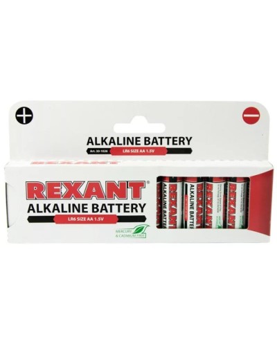 Алкалиновая батарейка AA/LR6 1,5 V 12 шт. REXANT (30-1026). Элемент питания. Rexant в Омске