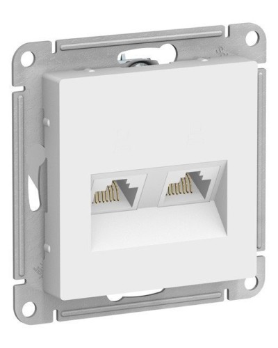 AtlasDesign розетка RJ45+RJ45, 2-местная, скрытой установки, механизм, белый (ATN000185). Розетка компьютерная. Systeme Electric в Омске