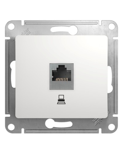 Glossa розетка RJ45 1-местная, кат. 5Е, скрытой установки, механизм, белый (GSL000181K). Розетка компьютерная. Systeme Electric в Омске