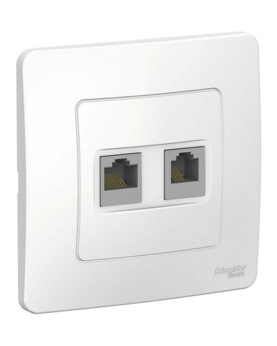 BLANCA розетка RJ45+RJ11 2-местная, кат. 5Е, скрытой установки, белый (BLNIS045111). Розетка компьютерная + телефонная. Systeme Electric в Омске
