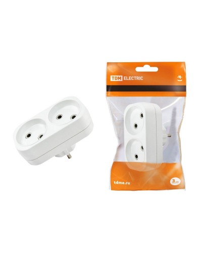 Блок на 2 гнезда 2П б/з плоский 6А 250B TDM (SQ1806-0025). Розетка. TDM ЕLECTRIC в Омске