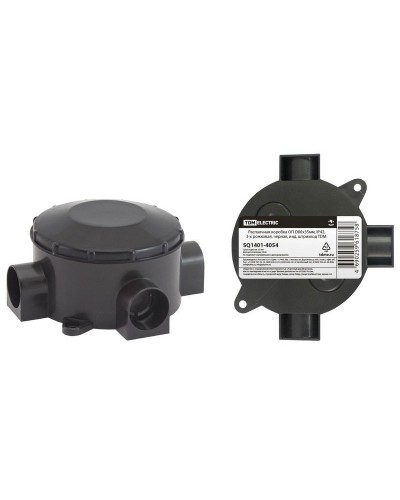 Распаячная коробка ОП D80х35мм, IP42, 3-х рожковая, черная TDM (SQ1401-4054). Распаячная коробка ОП. TDM ЕLECTRIC в Омске