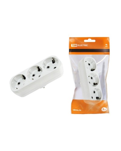 Блок на 3 гнезда 2П+З плоский 16А 250B TDM (SQ1806-0033). Розетка. TDM ЕLECTRIC в Омске