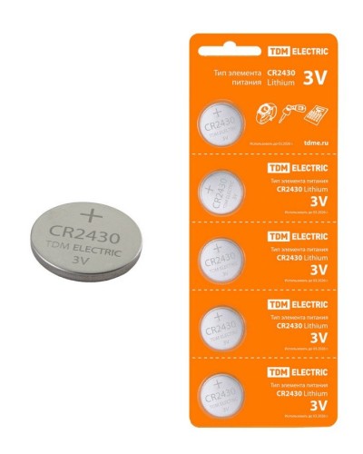 CR2430 Lithium 3V BP-5 TDM (SQ1702-0030). Элемент питания. TDM ЕLECTRIC в Омске