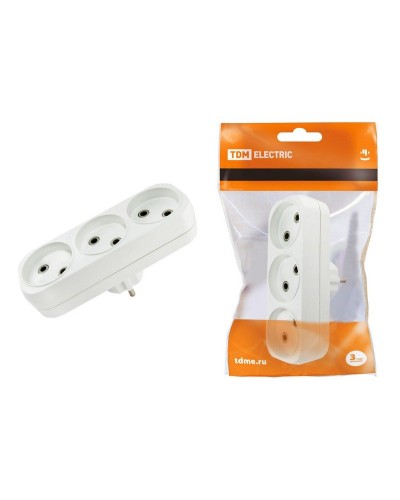 Блок на 3 гнезда 2П б/з плоский 6А 250B TDM (SQ1806-0027). Розетка. TDM ЕLECTRIC в Омске