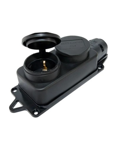 Розетка двухместная 2Р+РЕ 16А 250В IP44 (SQ0612-0037). Розетка двухместная с заглушками каучук. TDM ЕLECTRIC в Омске