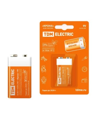 6LR61 Крона 9V BP-1 TDM (SQ1702-0013). Элемент питания. TDM ЕLECTRIC в Омске