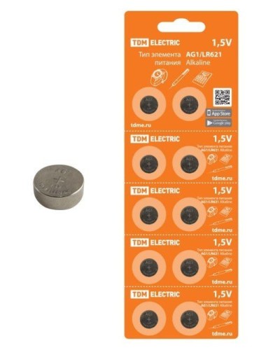 AG1/LR621 Alkaline 1,5V BP-10 TDM (SQ1702-0045). Элемент питания. TDM ЕLECTRIC в Омске