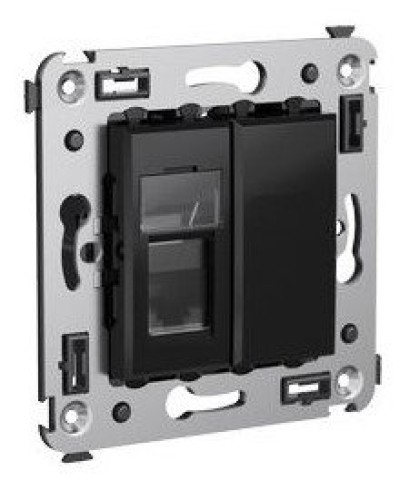 Розетка RJ-45 в стену Avanti одинарная черный квадрат (4402463). Розетка компьютерная. ДКС в Омске
