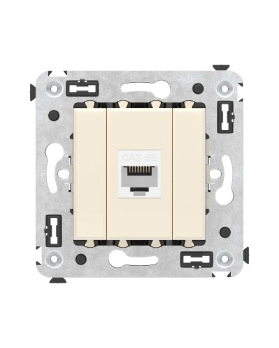Розетка RJ-45 в стену, кат.5E, Avanti, одинарная, ванильная дымка (4405663). Розетка компьютерная. ДКС в Омске